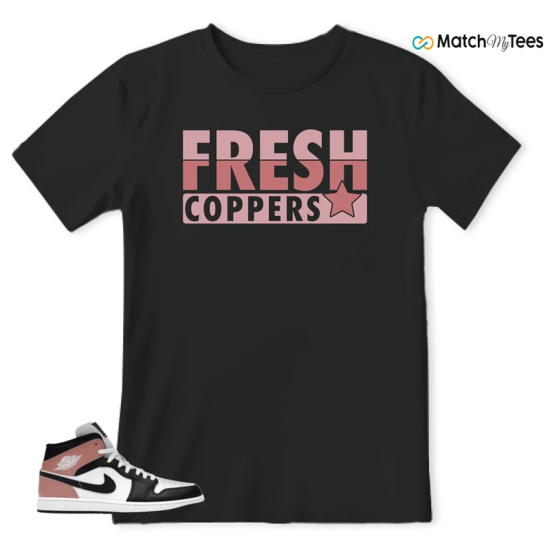 NIKE AIR JORDAN 1 MID WHITE RUST PINK BLACK SNEAKER Matching Tees t-shirt