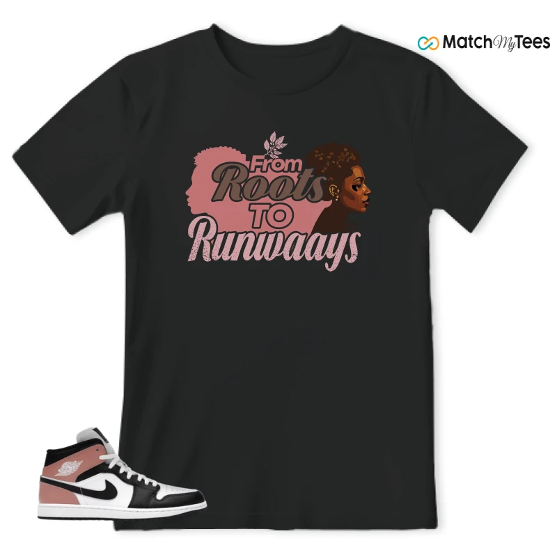 NIKE AIR JORDAN 1 MID WHITE RUST PINK BLACK SNEAKER Matching Tees t-shirt