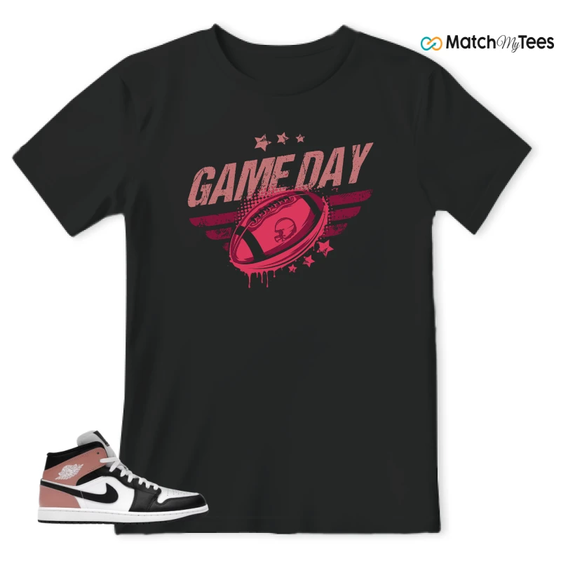 NIKE AIR JORDAN 1 MID WHITE RUST PINK BLACK SNEAKER Matching Tees t-shirt