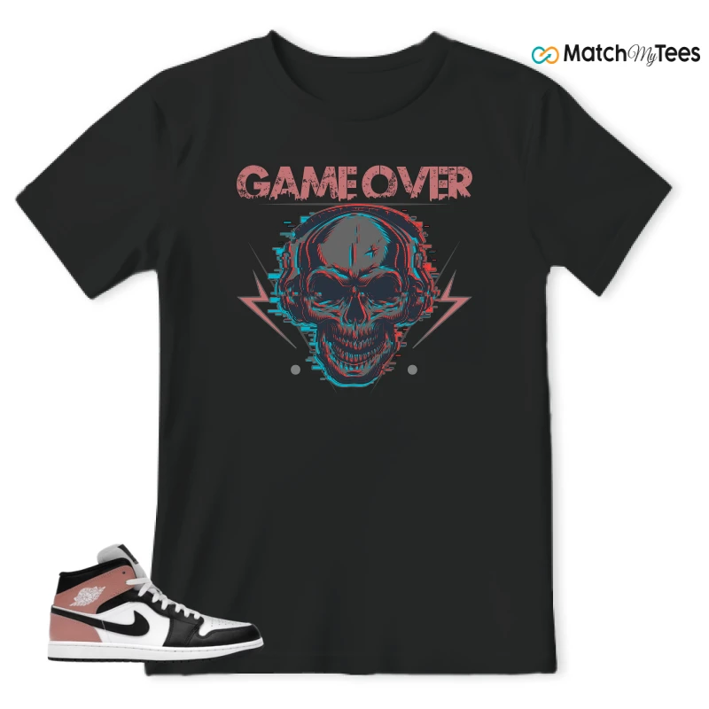 NIKE AIR JORDAN 1 MID WHITE RUST PINK BLACK SNEAKER Matching Tees t-shirt