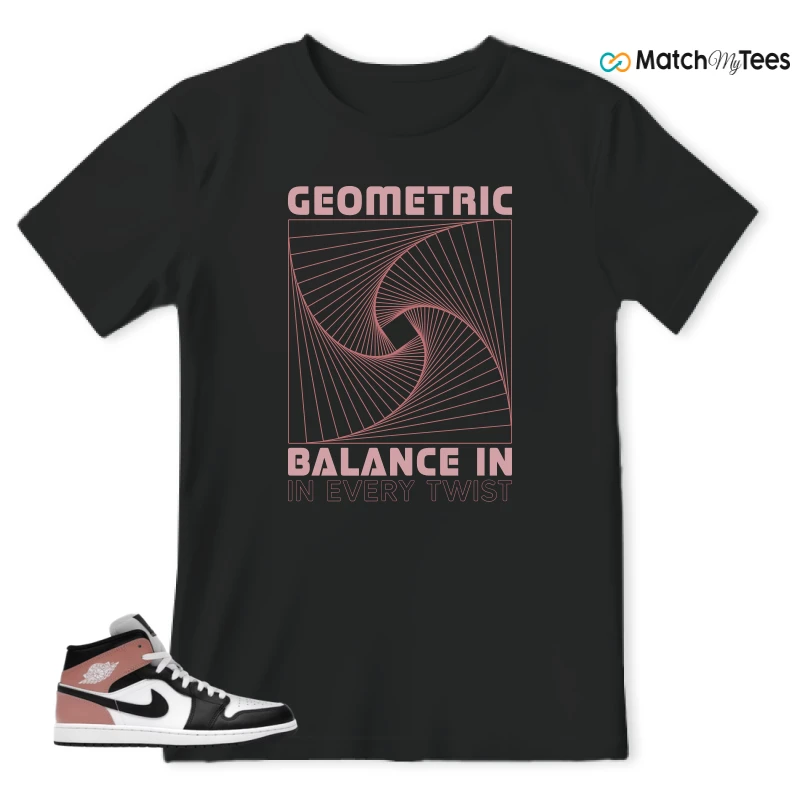 NIKE AIR JORDAN 1 MID WHITE RUST PINK BLACK SNEAKER Matching Tees t-shirt