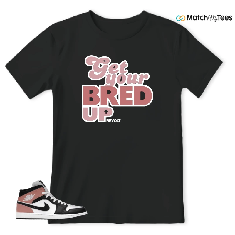NIKE AIR JORDAN 1 MID WHITE RUST PINK BLACK SNEAKER Matching Tees t-shirt