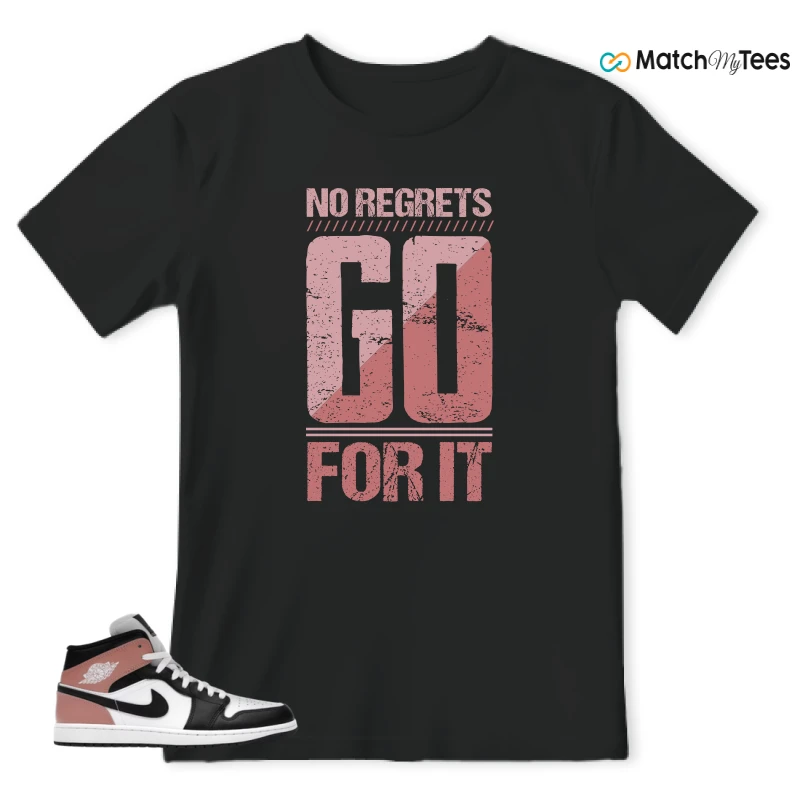 NIKE AIR JORDAN 1 MID WHITE RUST PINK BLACK SNEAKER Matching Tees t-shirt