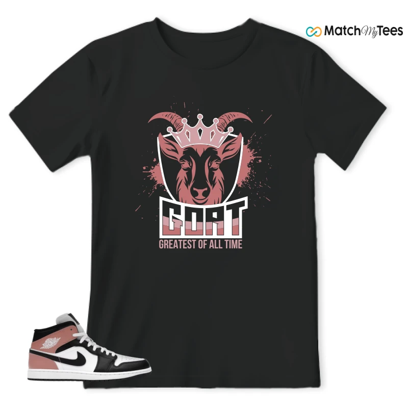 NIKE AIR JORDAN 1 MID WHITE RUST PINK BLACK SNEAKER Matching Tees t-shirt
