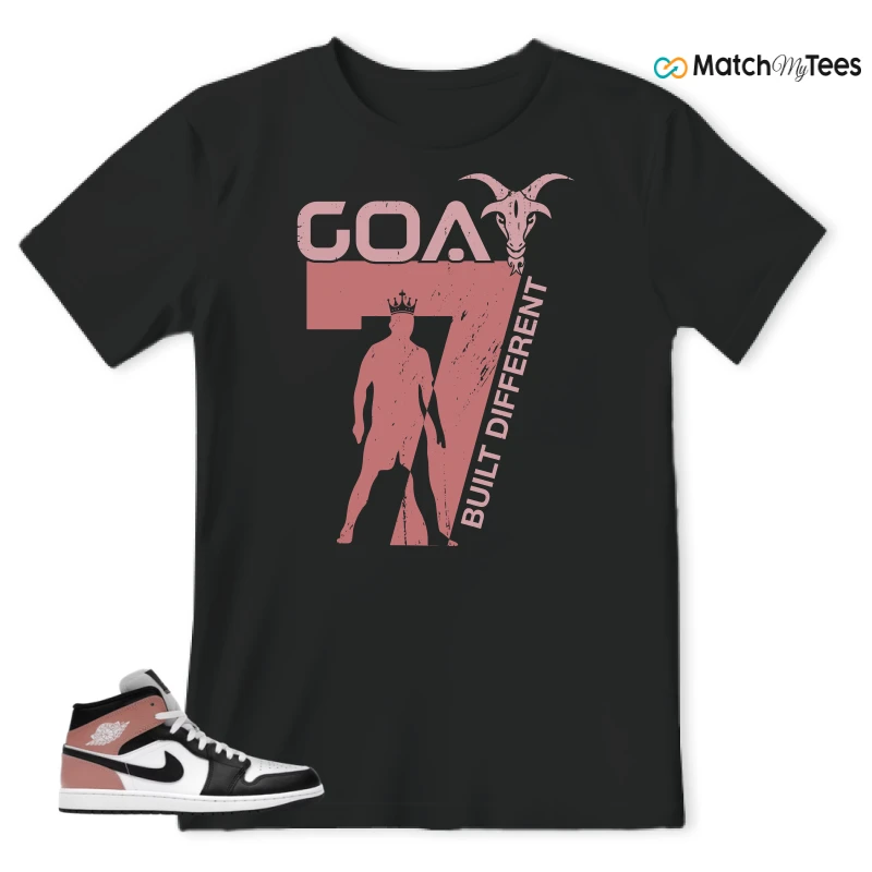 NIKE AIR JORDAN 1 MID WHITE RUST PINK BLACK SNEAKER Matching Tees t-shirt