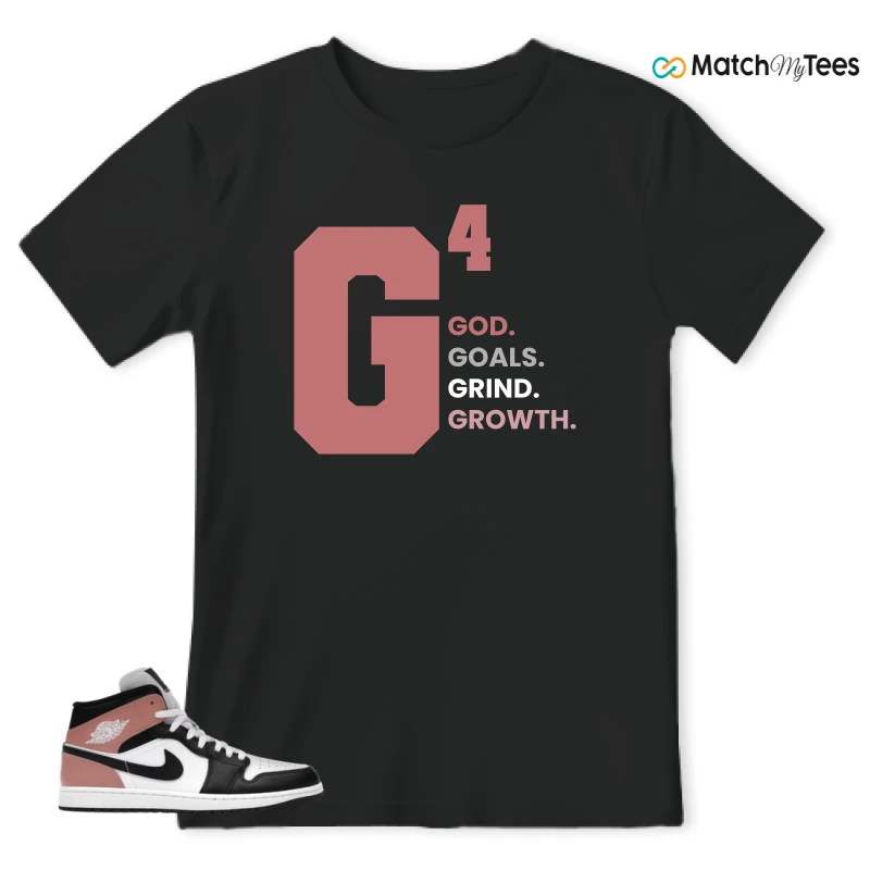 NIKE AIR JORDAN 1 MID WHITE RUST PINK BLACK SNEAKER Matching Tees t-shirt