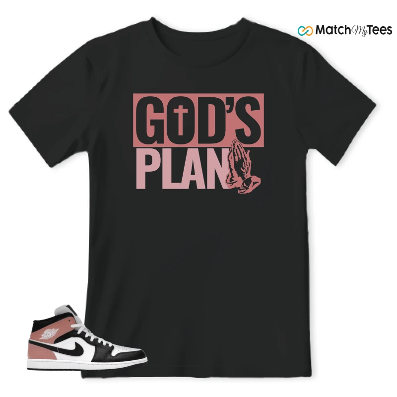 NIKE AIR JORDAN 1 MID WHITE RUST PINK BLACK SNEAKER Matching Tees t-shirt
