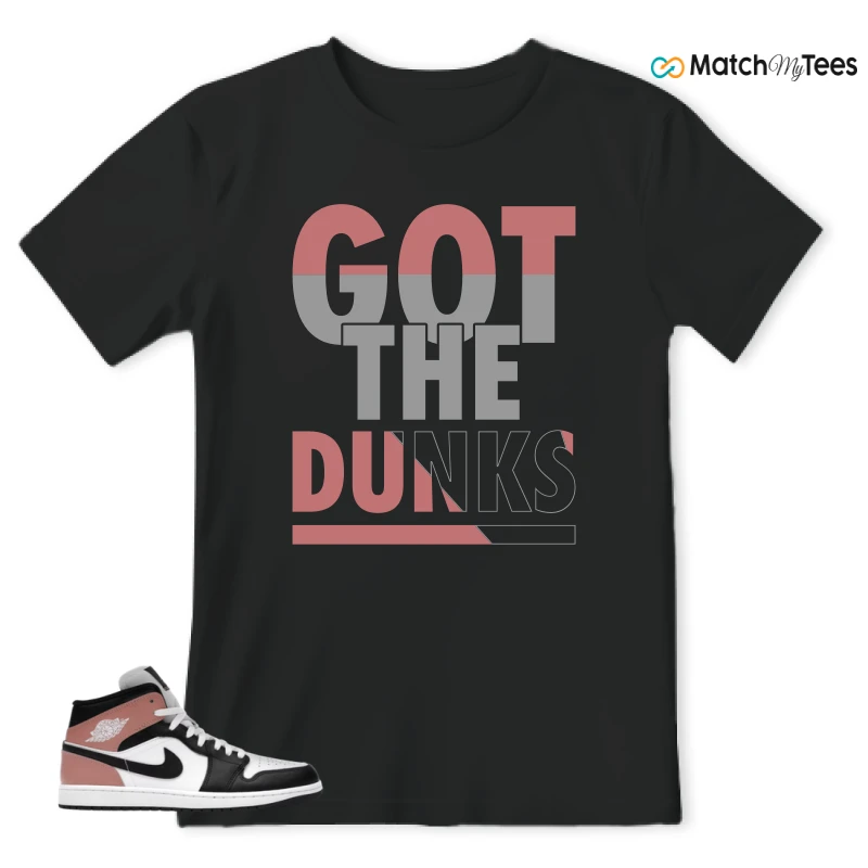 NIKE AIR JORDAN 1 MID WHITE RUST PINK BLACK SNEAKER Matching Tees t-shirt