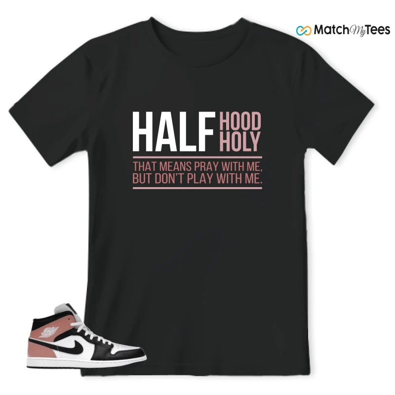 NIKE AIR JORDAN 1 MID WHITE RUST PINK BLACK SNEAKER Matching Tees t-shirt