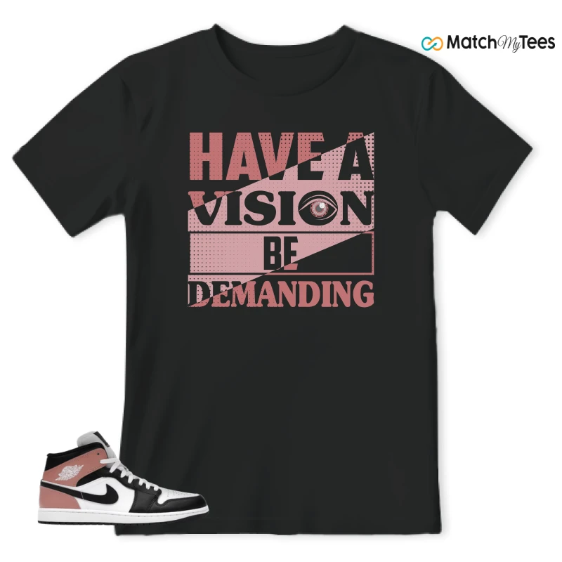 NIKE AIR JORDAN 1 MID WHITE RUST PINK BLACK SNEAKER Matching Tees t-shirt