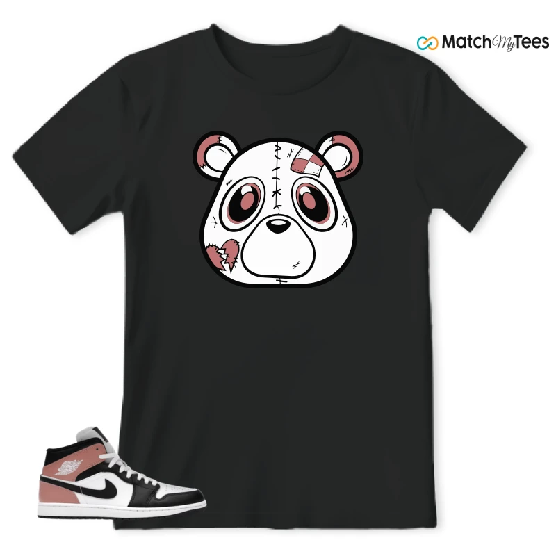 NIKE AIR JORDAN 1 MID WHITE RUST PINK BLACK SNEAKER Matching Tees t-shirt
