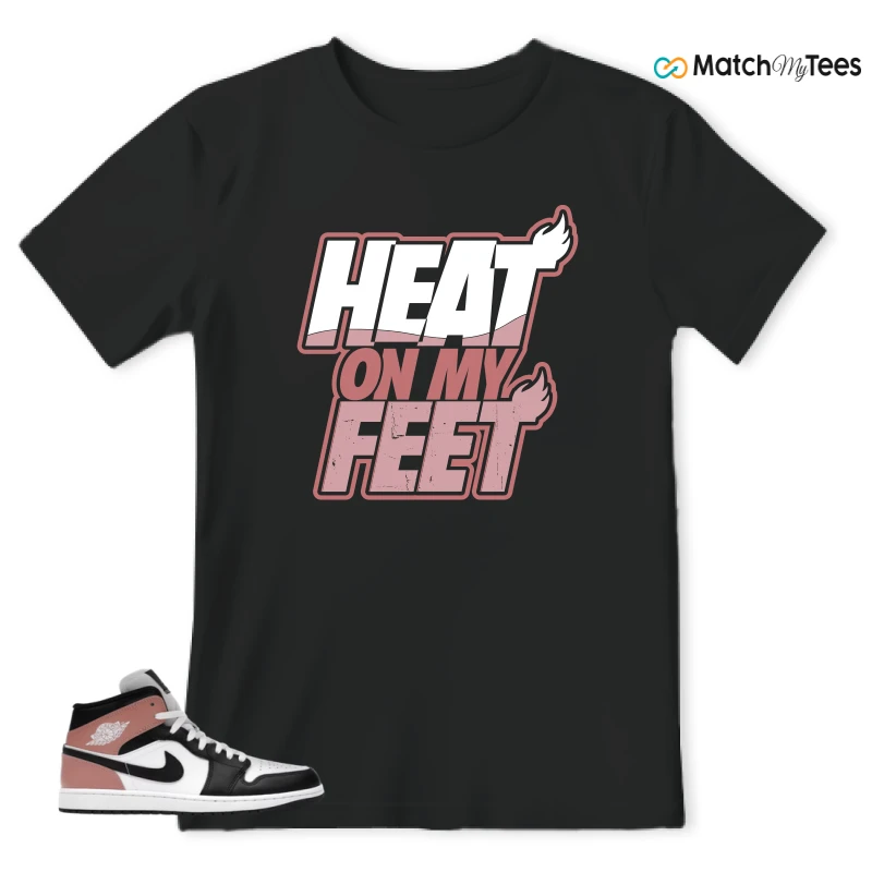NIKE AIR JORDAN 1 MID WHITE RUST PINK BLACK SNEAKER Matching Tees t-shirt