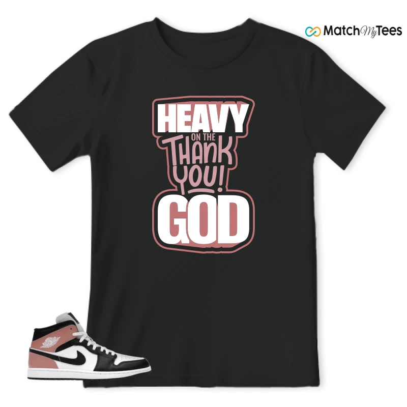 NIKE AIR JORDAN 1 MID WHITE RUST PINK BLACK SNEAKER Matching Tees t-shirt