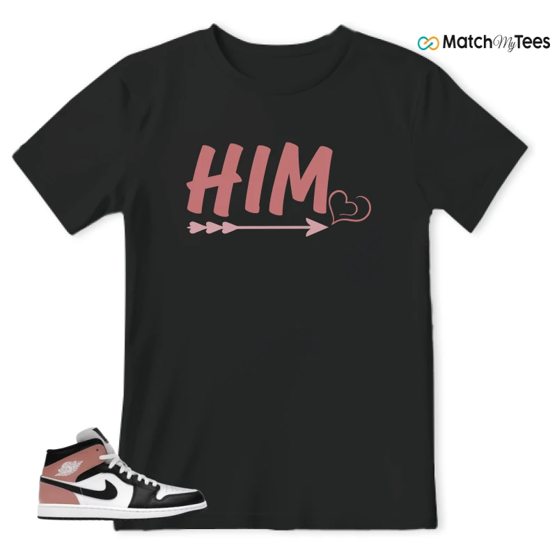 NIKE AIR JORDAN 1 MID WHITE RUST PINK BLACK SNEAKER Matching Tees t-shirt