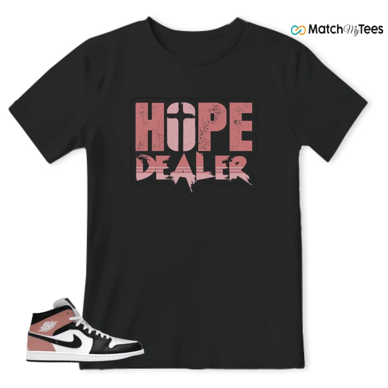 NIKE AIR JORDAN 1 MID WHITE RUST PINK BLACK SNEAKER Matching Tees t-shirt