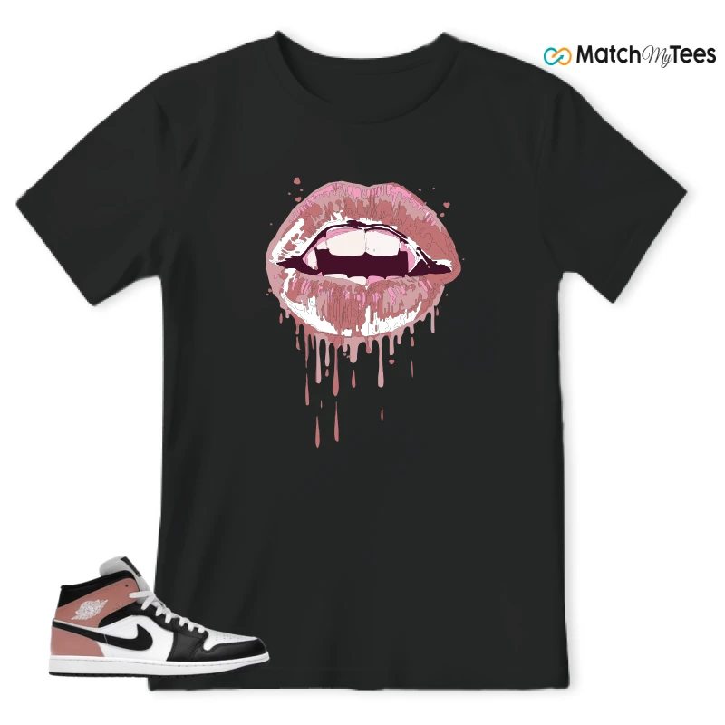 NIKE AIR JORDAN 1 MID WHITE RUST PINK BLACK SNEAKER Matching Tees t-shirt