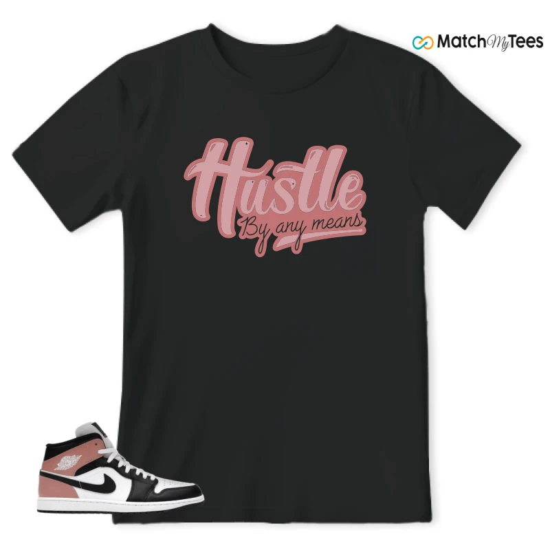 NIKE AIR JORDAN 1 MID WHITE RUST PINK BLACK SNEAKER Matching Tees t-shirt