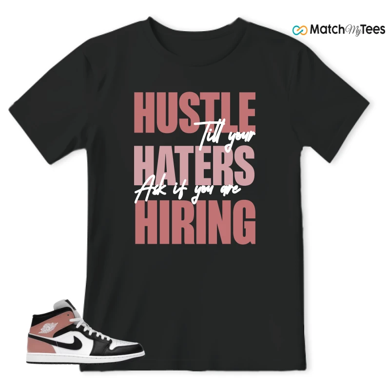 NIKE AIR JORDAN 1 MID WHITE RUST PINK BLACK SNEAKER Matching Tees t-shirt