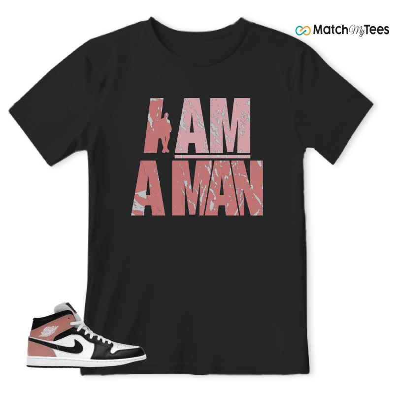 NIKE AIR JORDAN 1 MID WHITE RUST PINK BLACK SNEAKER Matching Tees t-shirt