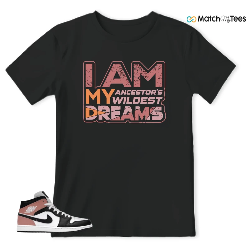 NIKE AIR JORDAN 1 MID WHITE RUST PINK BLACK SNEAKER Matching Tees t-shirt