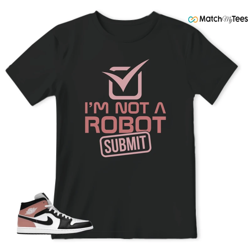 NIKE AIR JORDAN 1 MID WHITE RUST PINK BLACK SNEAKER Matching Tees t-shirt