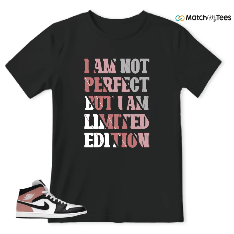 NIKE AIR JORDAN 1 MID WHITE RUST PINK BLACK SNEAKER Matching Tees t-shirt