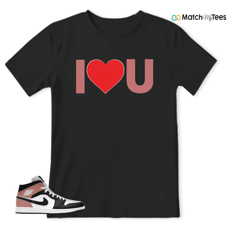 NIKE AIR JORDAN 1 MID WHITE RUST PINK BLACK SNEAKER Matching Tees t-shirt