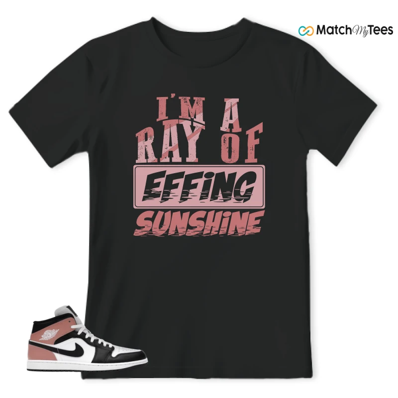 NIKE AIR JORDAN 1 MID WHITE RUST PINK BLACK SNEAKER Matching Tees t-shirt
