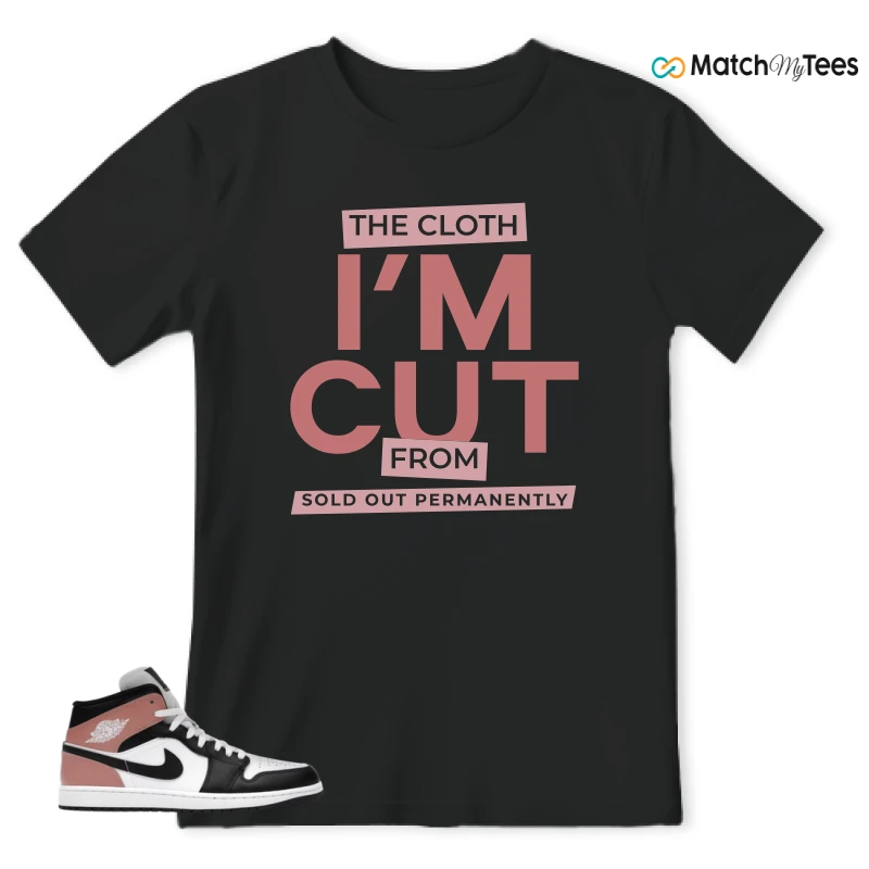 NIKE AIR JORDAN 1 MID WHITE RUST PINK BLACK SNEAKER Matching Tees t-shirt