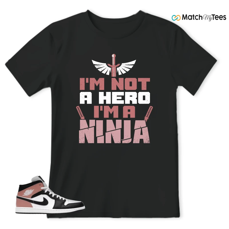 NIKE AIR JORDAN 1 MID WHITE RUST PINK BLACK SNEAKER Matching Tees t-shirt