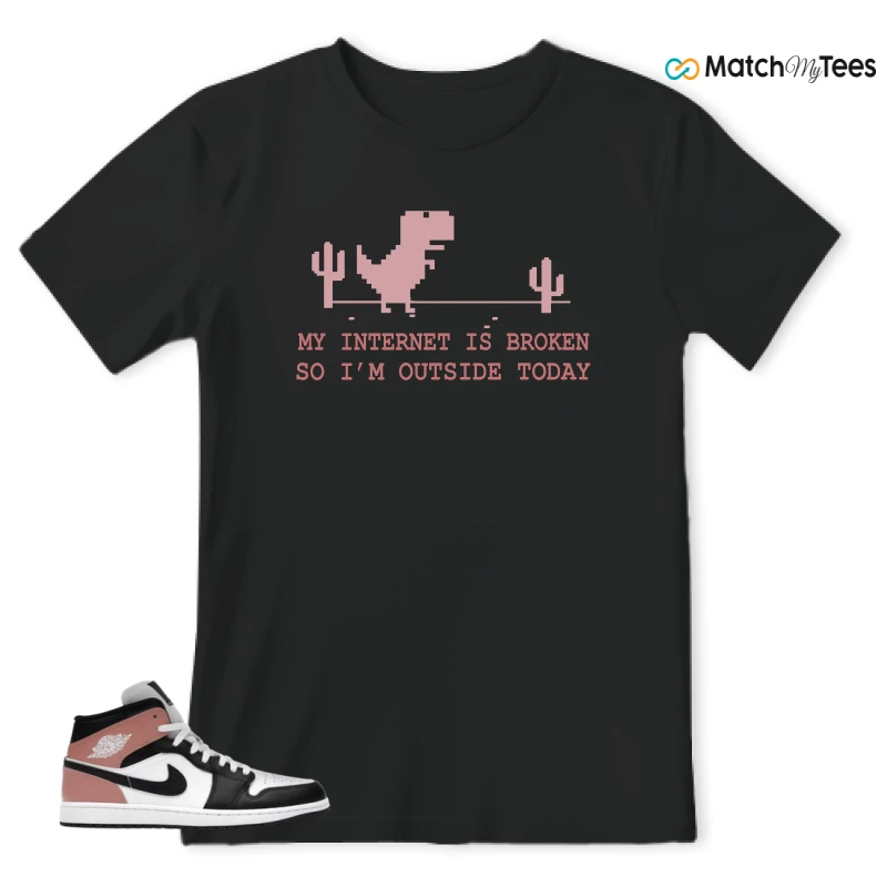 NIKE AIR JORDAN 1 MID WHITE RUST PINK BLACK SNEAKER Matching Tees t-shirt