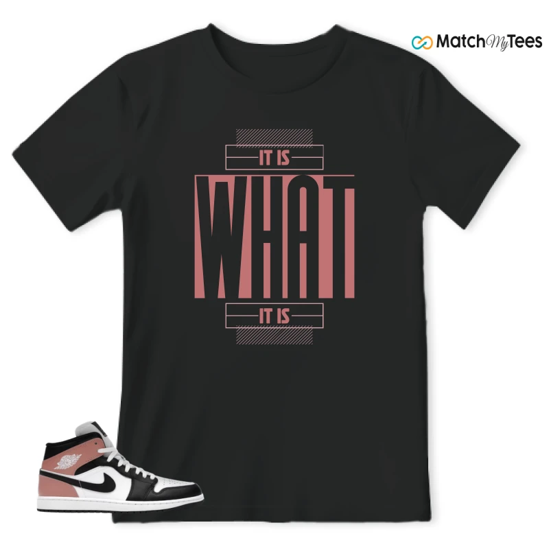 NIKE AIR JORDAN 1 MID WHITE RUST PINK BLACK SNEAKER Matching Tees t-shirt