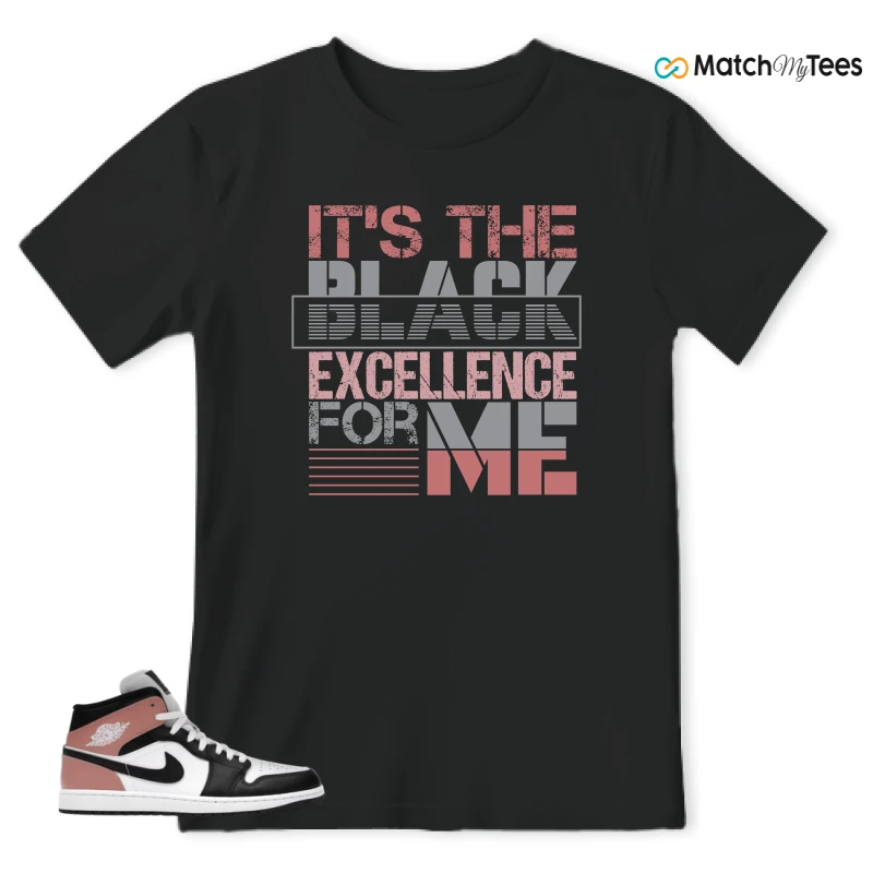 NIKE AIR JORDAN 1 MID WHITE RUST PINK BLACK SNEAKER Matching Tees t-shirt
