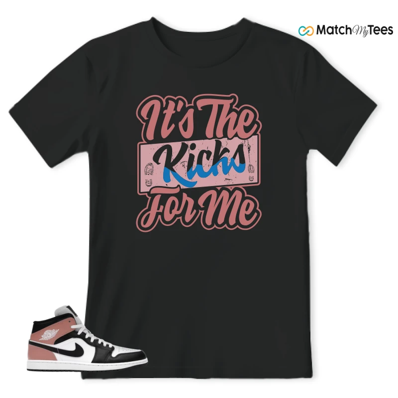 NIKE AIR JORDAN 1 MID WHITE RUST PINK BLACK SNEAKER Matching Tees t-shirt
