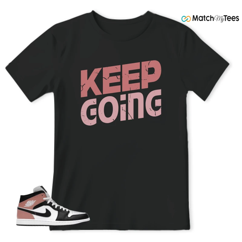 NIKE AIR JORDAN 1 MID WHITE RUST PINK BLACK SNEAKER Matching Tees t-shirt