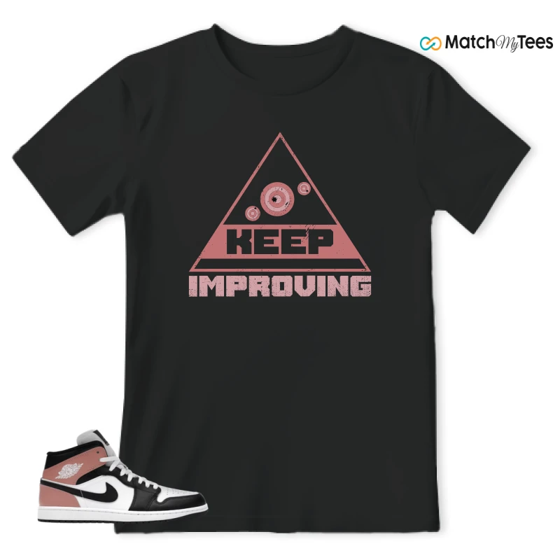 NIKE AIR JORDAN 1 MID WHITE RUST PINK BLACK SNEAKER Matching Tees t-shirt