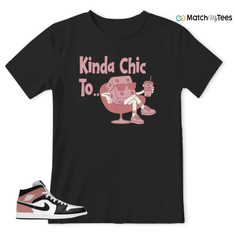 NIKE AIR JORDAN 1 MID WHITE RUST PINK BLACK SNEAKER Matching Tees t-shirt