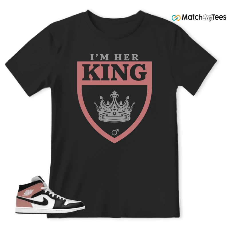 NIKE AIR JORDAN 1 MID WHITE RUST PINK BLACK SNEAKER Matching Tees t-shirt