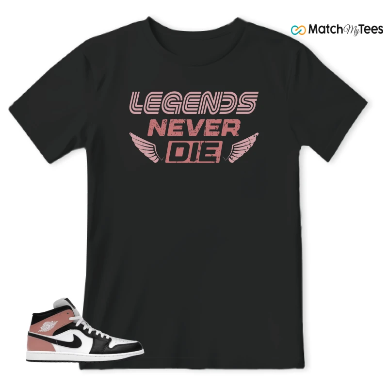 NIKE AIR JORDAN 1 MID WHITE RUST PINK BLACK SNEAKER Matching Tees t-shirt