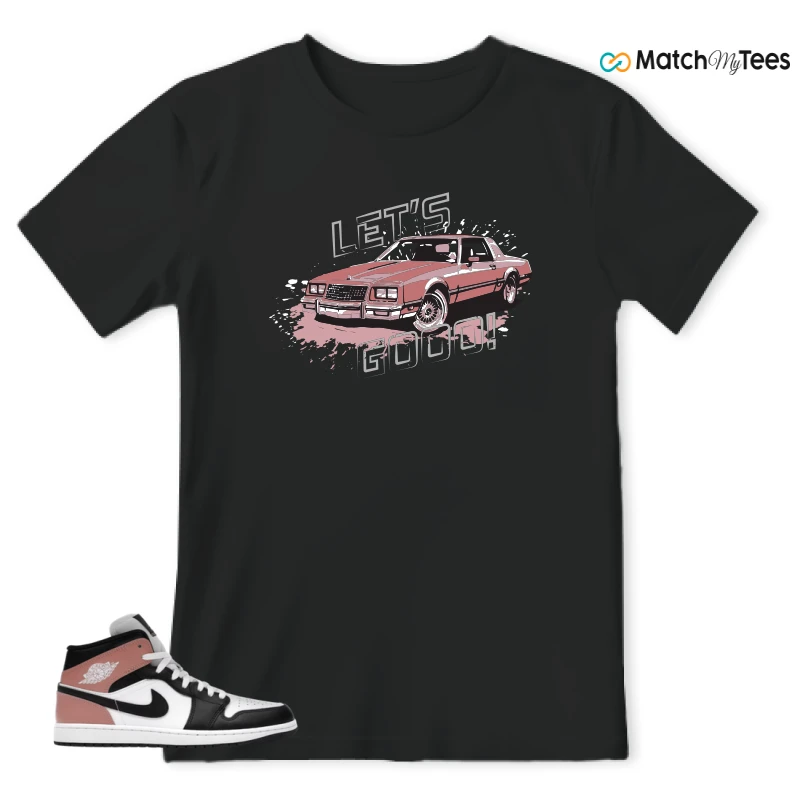 NIKE AIR JORDAN 1 MID WHITE RUST PINK BLACK SNEAKER Matching Tees t-shirt