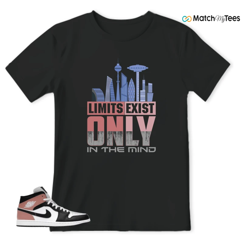 NIKE AIR JORDAN 1 MID WHITE RUST PINK BLACK SNEAKER Matching Tees t-shirt