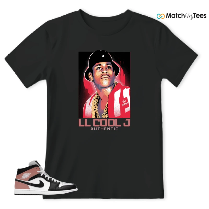 NIKE AIR JORDAN 1 MID WHITE RUST PINK BLACK SNEAKER Matching Tees t-shirt