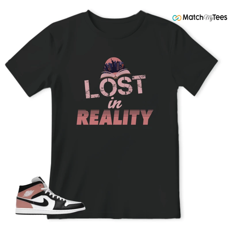 NIKE AIR JORDAN 1 MID WHITE RUST PINK BLACK SNEAKER Matching Tees t-shirt