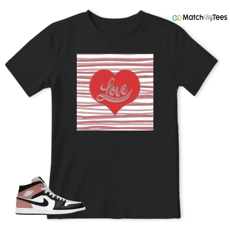 NIKE AIR JORDAN 1 MID WHITE RUST PINK BLACK SNEAKER Matching Tees t-shirt