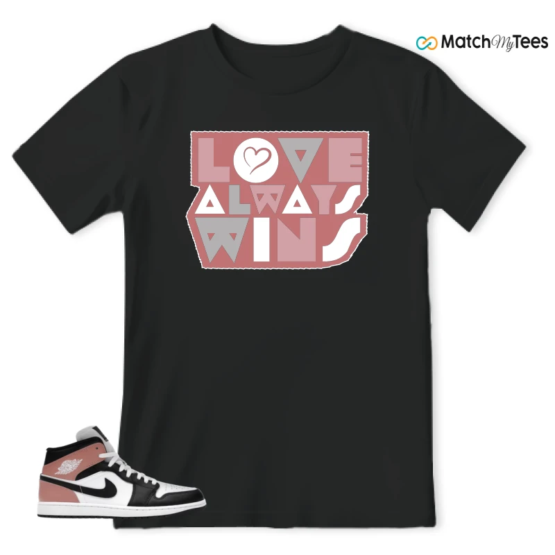 NIKE AIR JORDAN 1 MID WHITE RUST PINK BLACK SNEAKER Matching Tees t-shirt