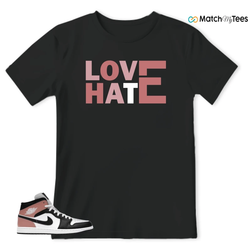 NIKE AIR JORDAN 1 MID WHITE RUST PINK BLACK SNEAKER Matching Tees t-shirt