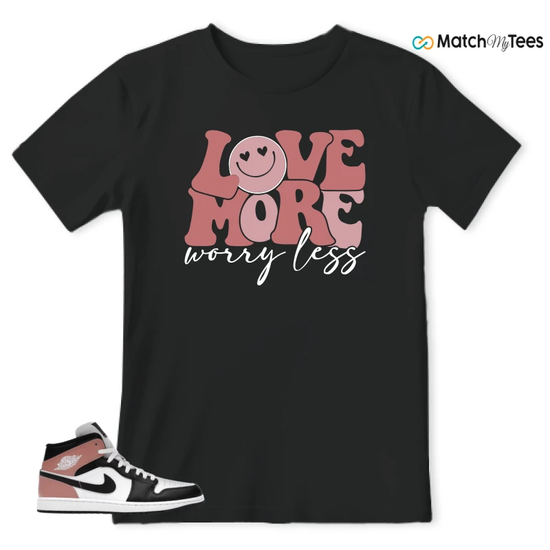 NIKE AIR JORDAN 1 MID WHITE RUST PINK BLACK SNEAKER Matching Tees t-shirt
