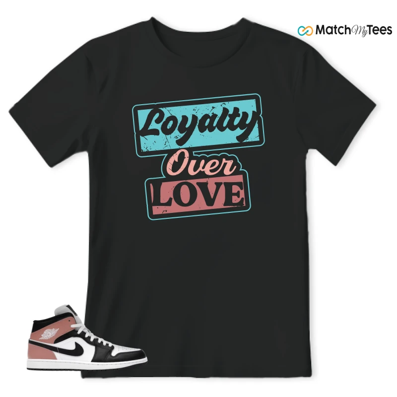 NIKE AIR JORDAN 1 MID WHITE RUST PINK BLACK SNEAKER/WHITE/RUST PINK/BLACK matching T-shirt