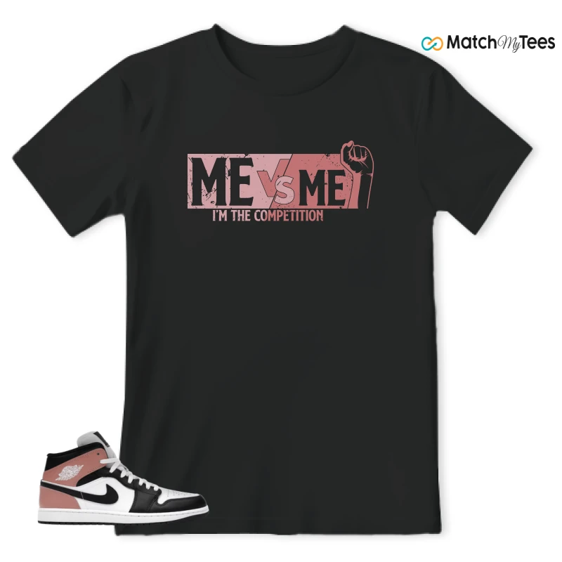 NIKE AIR JORDAN 1 MID WHITE RUST PINK BLACK SNEAKER Matching Tees t-shirt