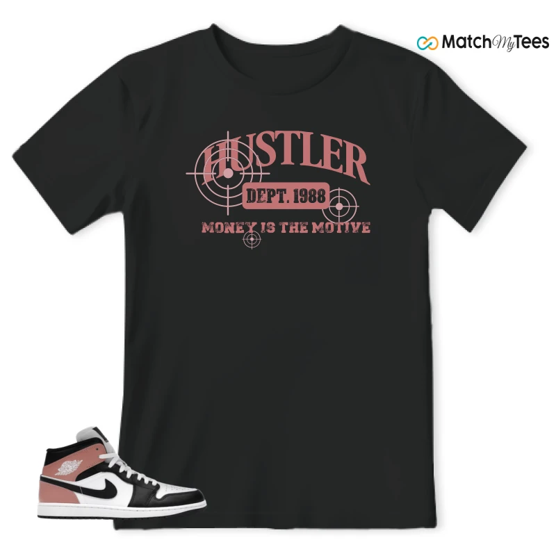 NIKE AIR JORDAN 1 MID WHITE RUST PINK BLACK SNEAKER Matching Tees t-shirt
